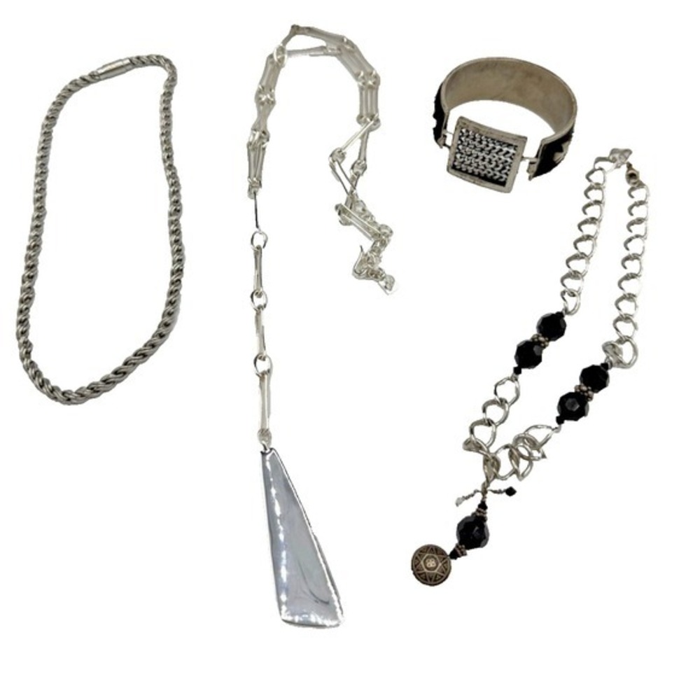 Fashion Jewelry Lot‎ of 4 Variety of Silver Tone, Metal, Stainless Steel